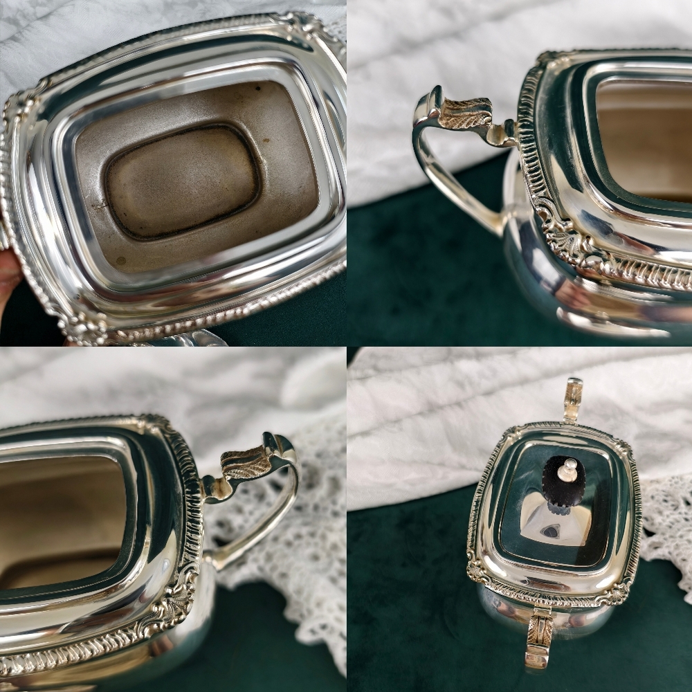 Vintage Rectangular Wallace Silver Plated Tea Set - Picture 10 of 10